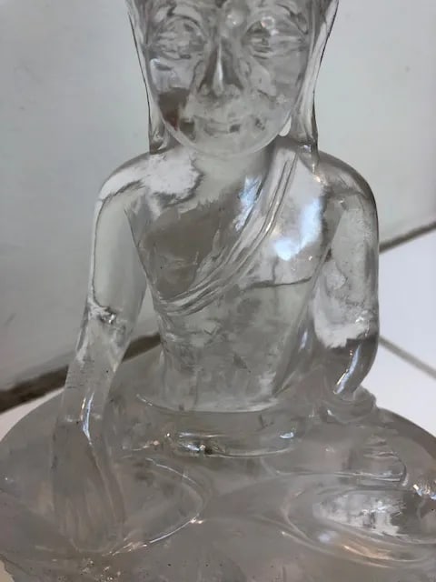 Solid Clear Rock Crystal Buddha Statue - 8