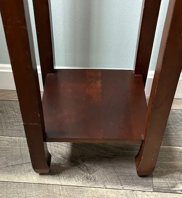 Pair of 1970s Classic Mahogany Square Asian Style Marble Stone Top Fern Stands - 11