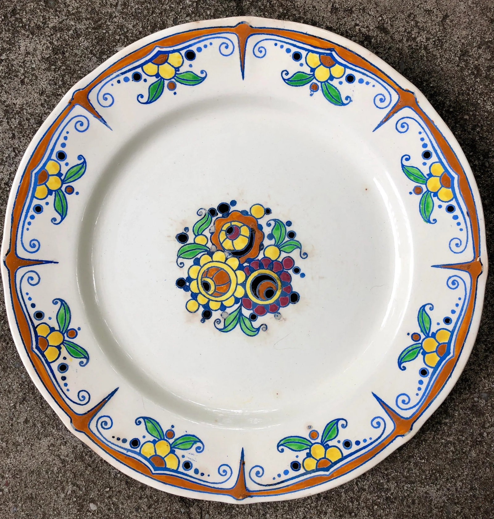 Keramis Boch Freres Belgium Art Deco Floral Painted Plates - Set of 4 - 7