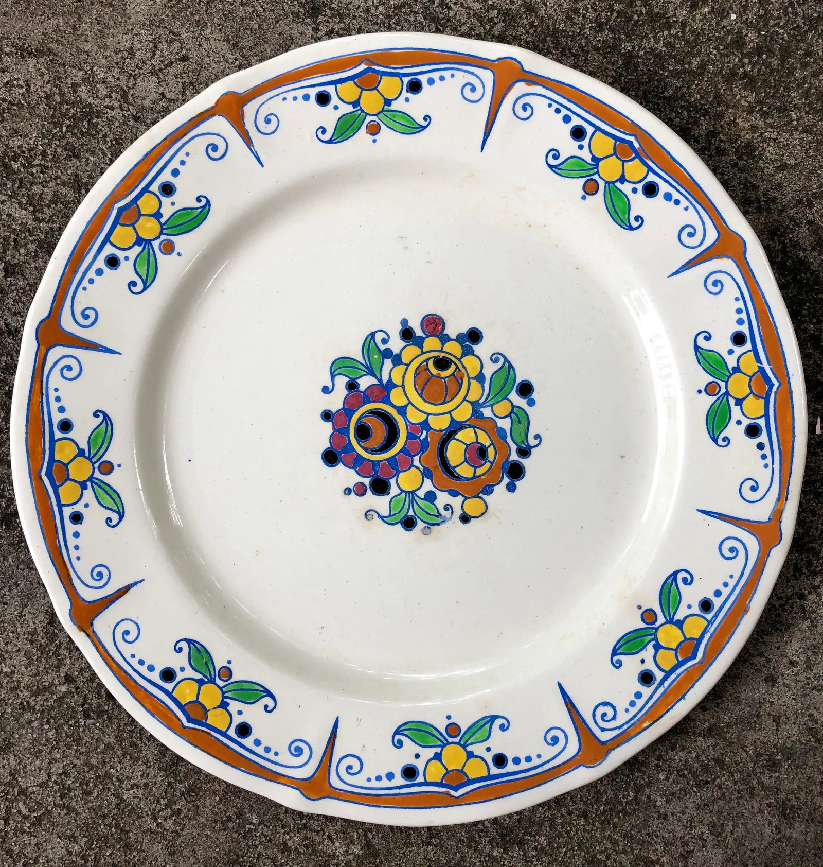 Keramis Boch Freres Belgium Art Deco Floral Painted Plates - Set of 4 - 8