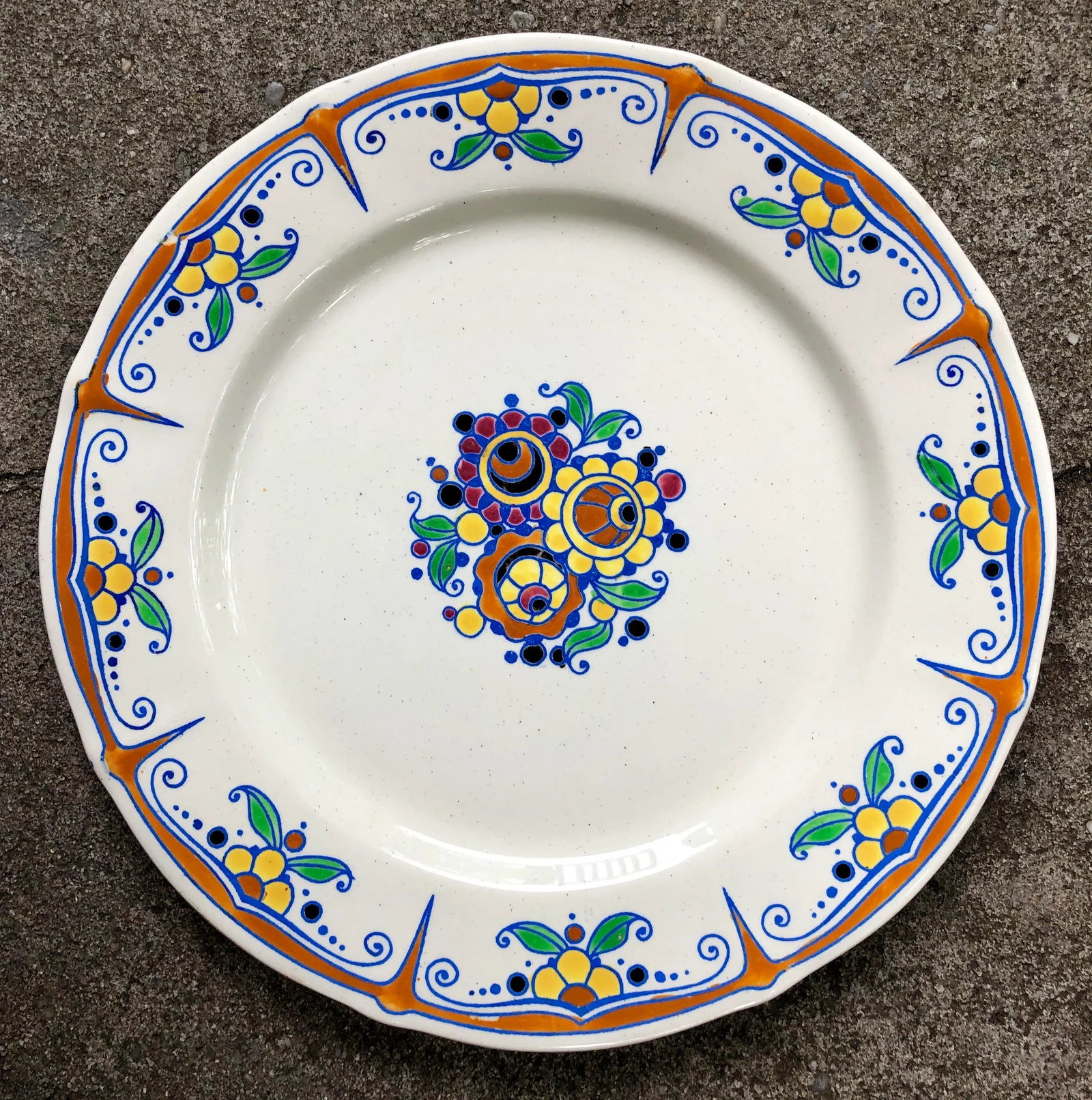 Keramis Boch Freres Belgium Art Deco Floral Painted Plates - Set of 4 - 9
