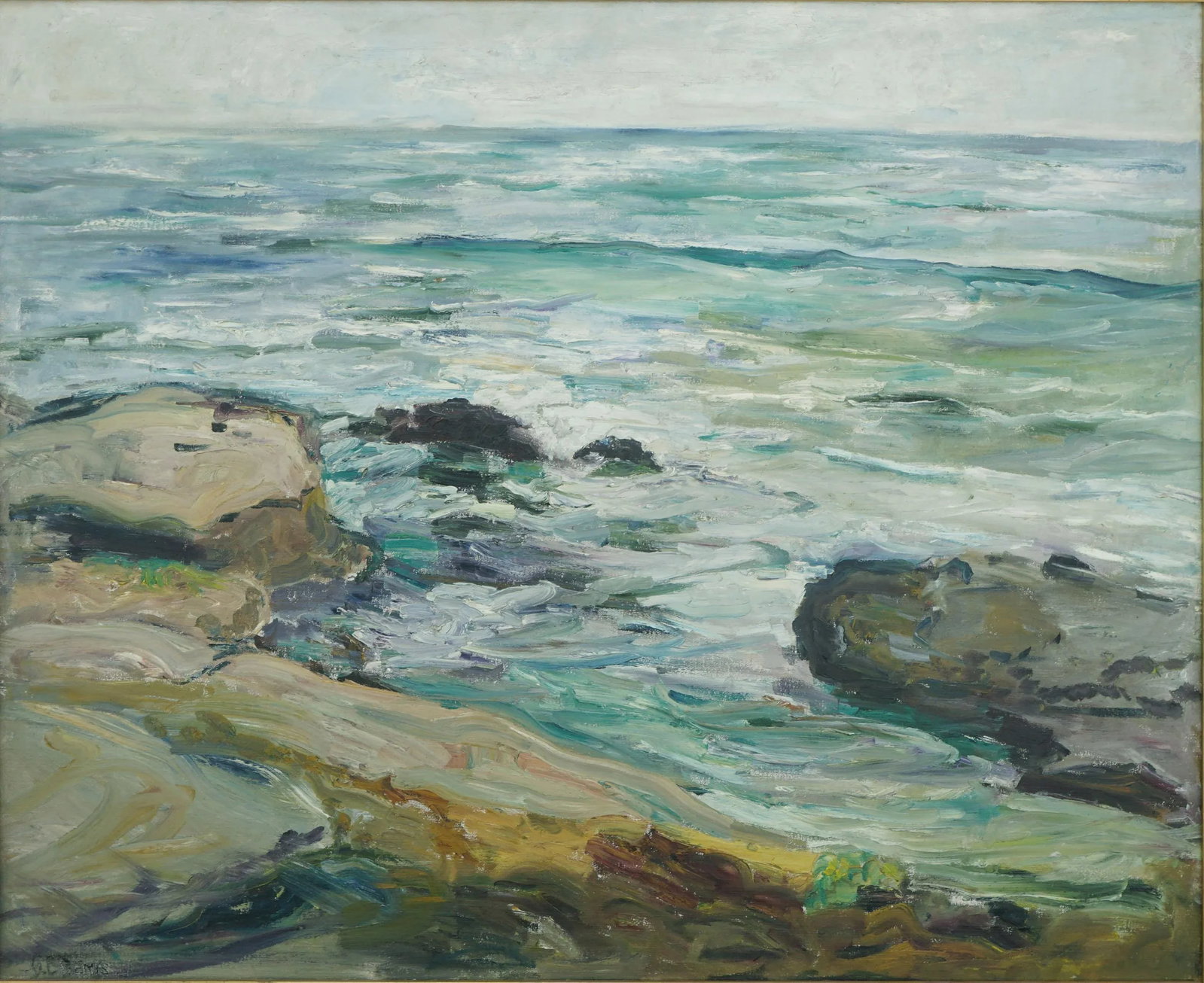 Mid Century San Diego Impressionist Seascape by Georgia Crittenden Bemis, 1939 by Georgia Crittenden - 2