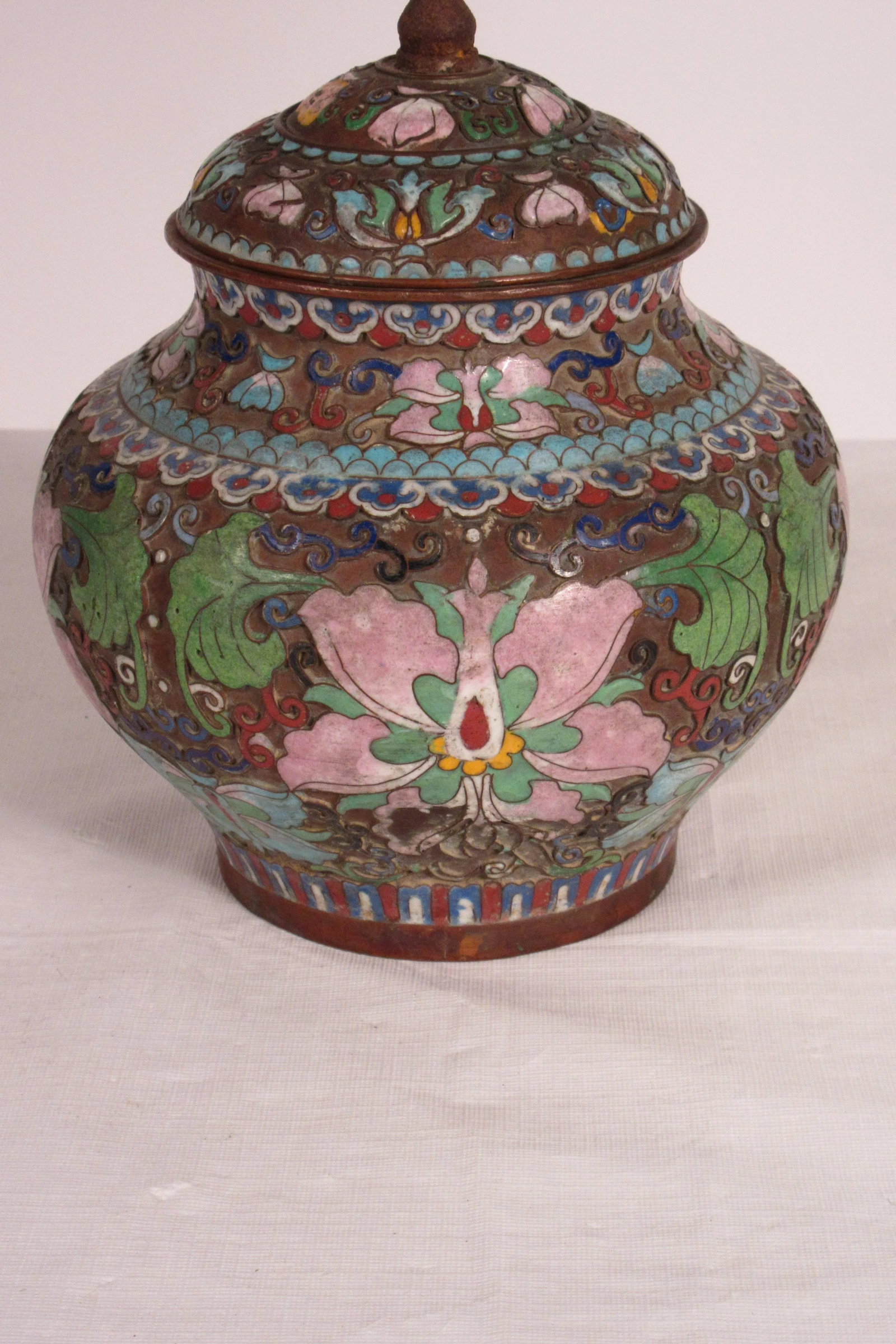 1910 Cloisonne Jar With Lid - 10