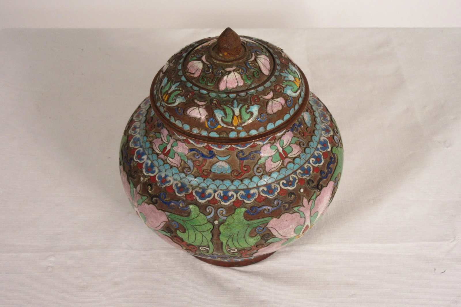 1910 Cloisonne Jar With Lid - 12