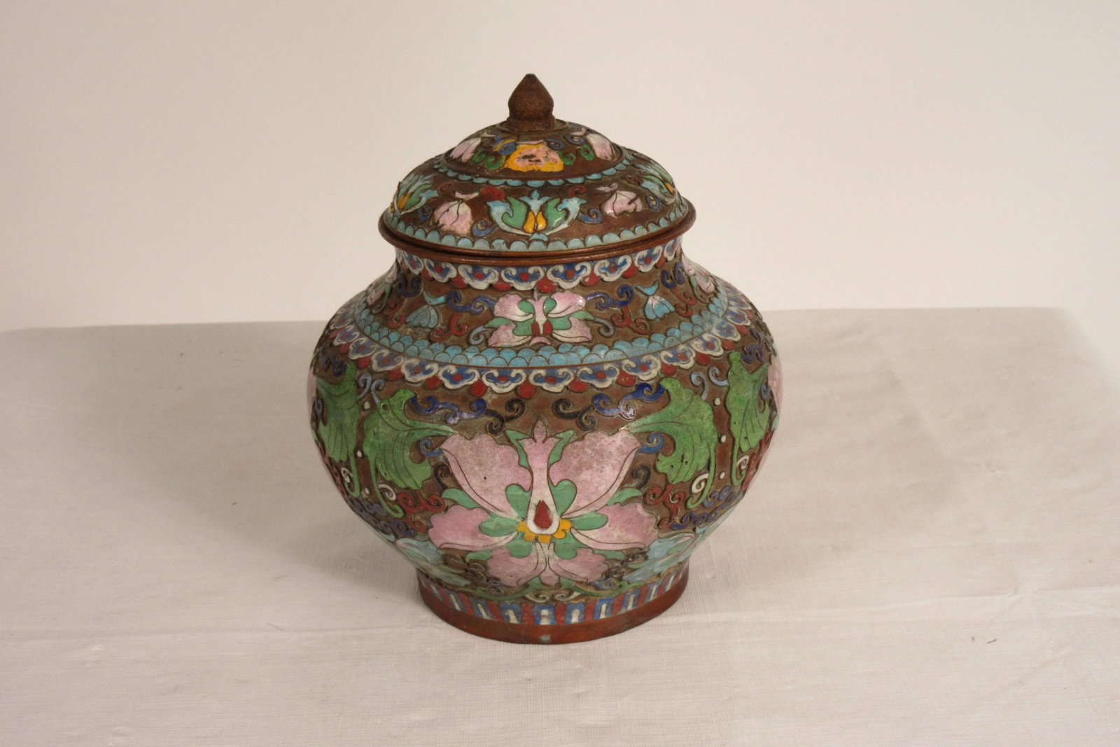 1910 Cloisonne Jar With Lid - 2