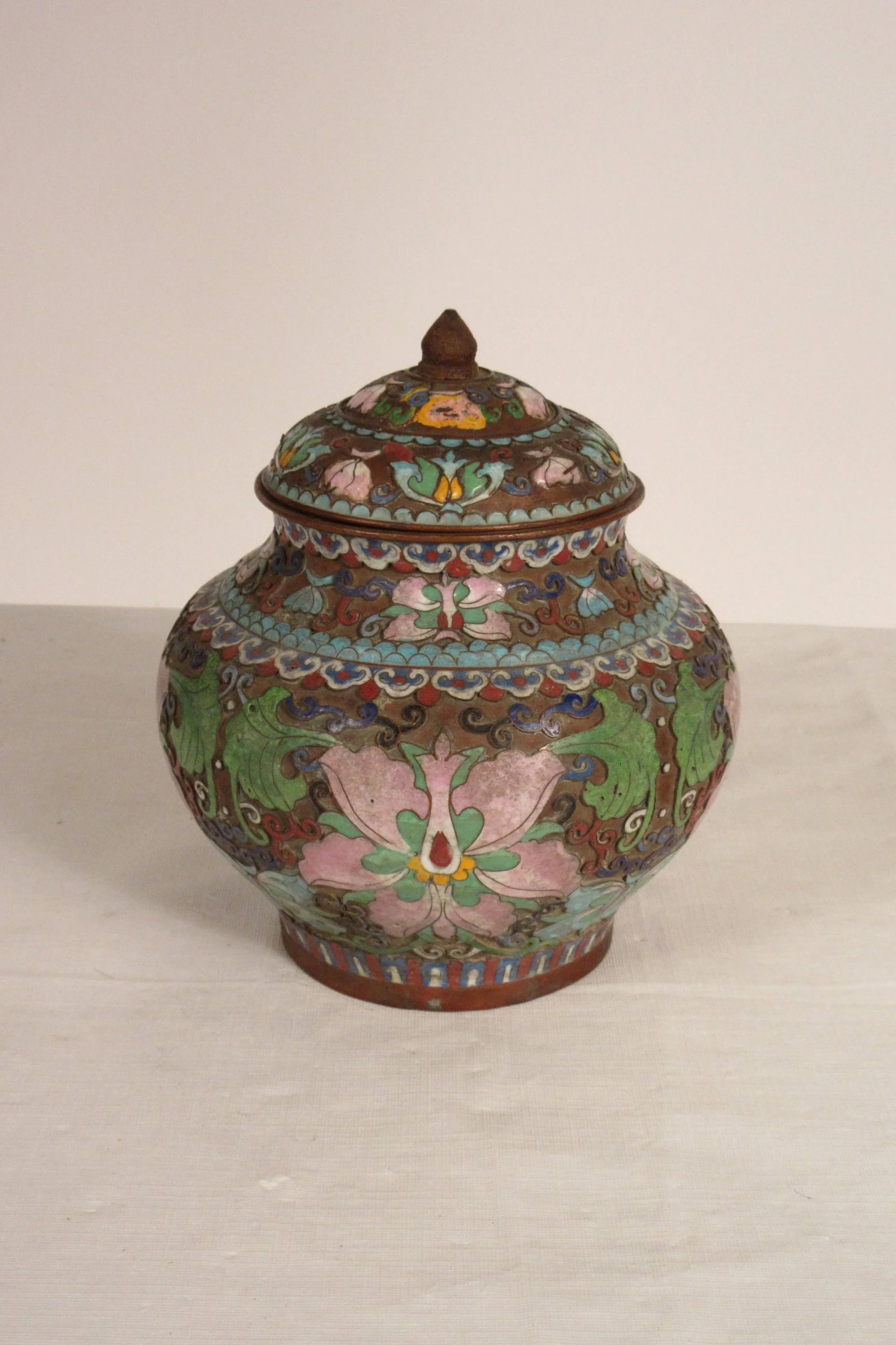 1910 Cloisonne Jar With Lid - 7