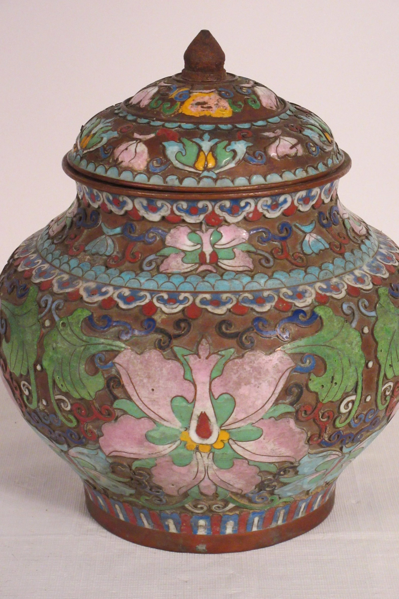 1910 Cloisonne Jar With Lid - 8