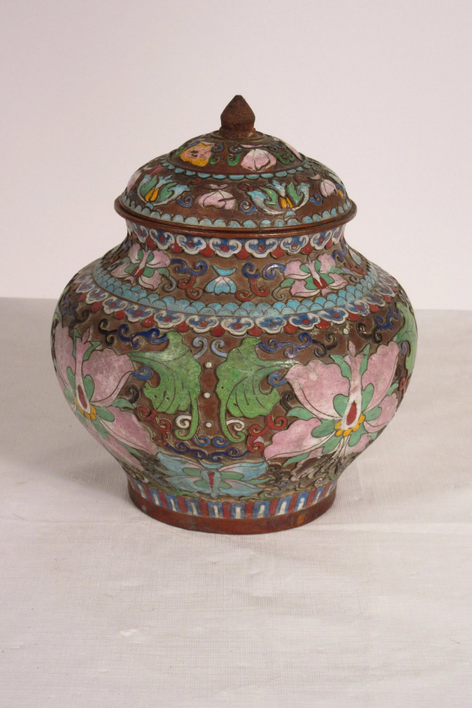 1910 Cloisonne Jar With Lid - 9