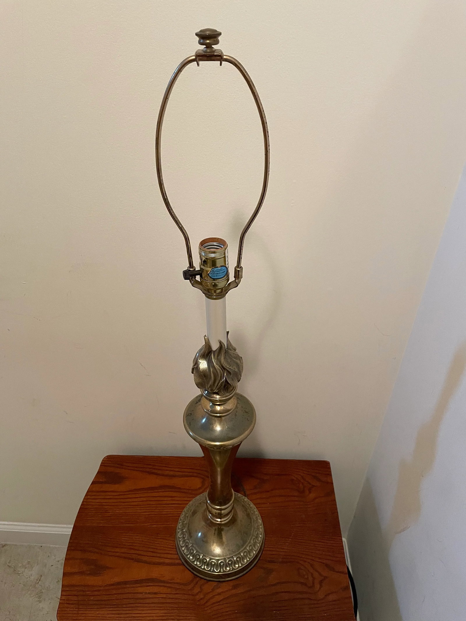 Ethan Allen Brass Candlestick Style Base Accent Table Lamp With Shade - 3