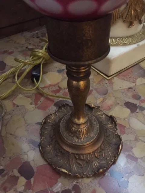 20th C. French Ruby and Opaline Bronze Lamps - 7
