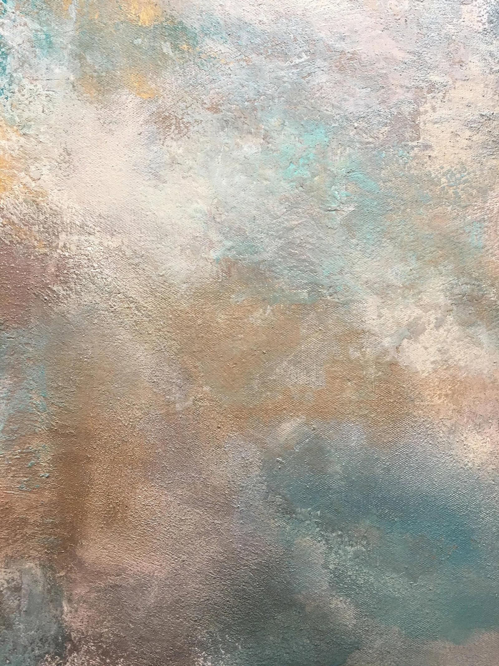 "Dream" Original Abstract Seascape Coastal Aqua Painting ~ Large Teal Green Art With Beach Sand - 4