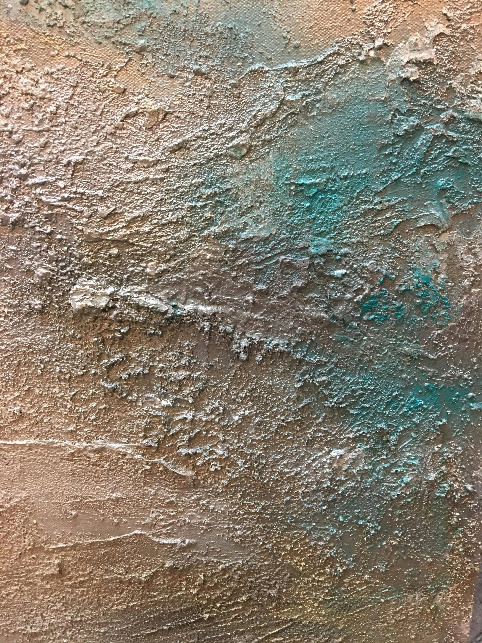 "Dream" Original Abstract Seascape Coastal Aqua Painting ~ Large Teal Green Art With Beach Sand - 8
