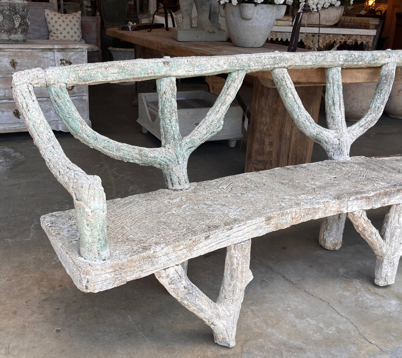 Mid 20th Century French Faux Bois Large Curved Garden Bench - 2