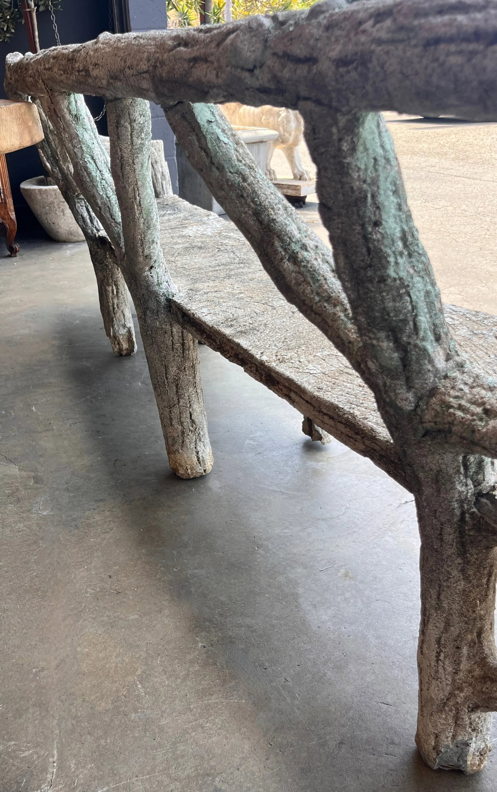 Mid 20th Century French Faux Bois Large Curved Garden Bench - 4