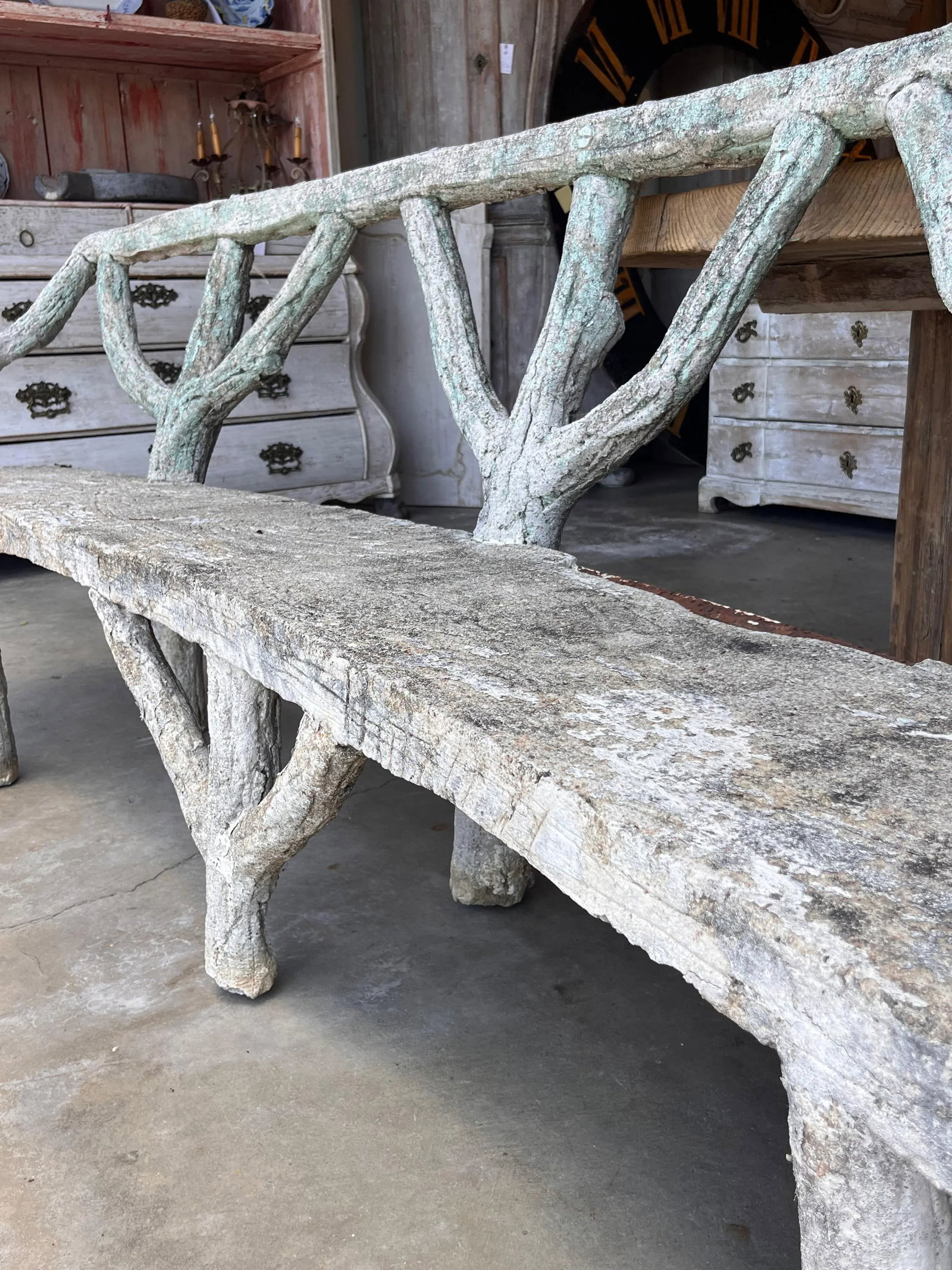 Mid 20th Century French Faux Bois Large Curved Garden Bench - 5