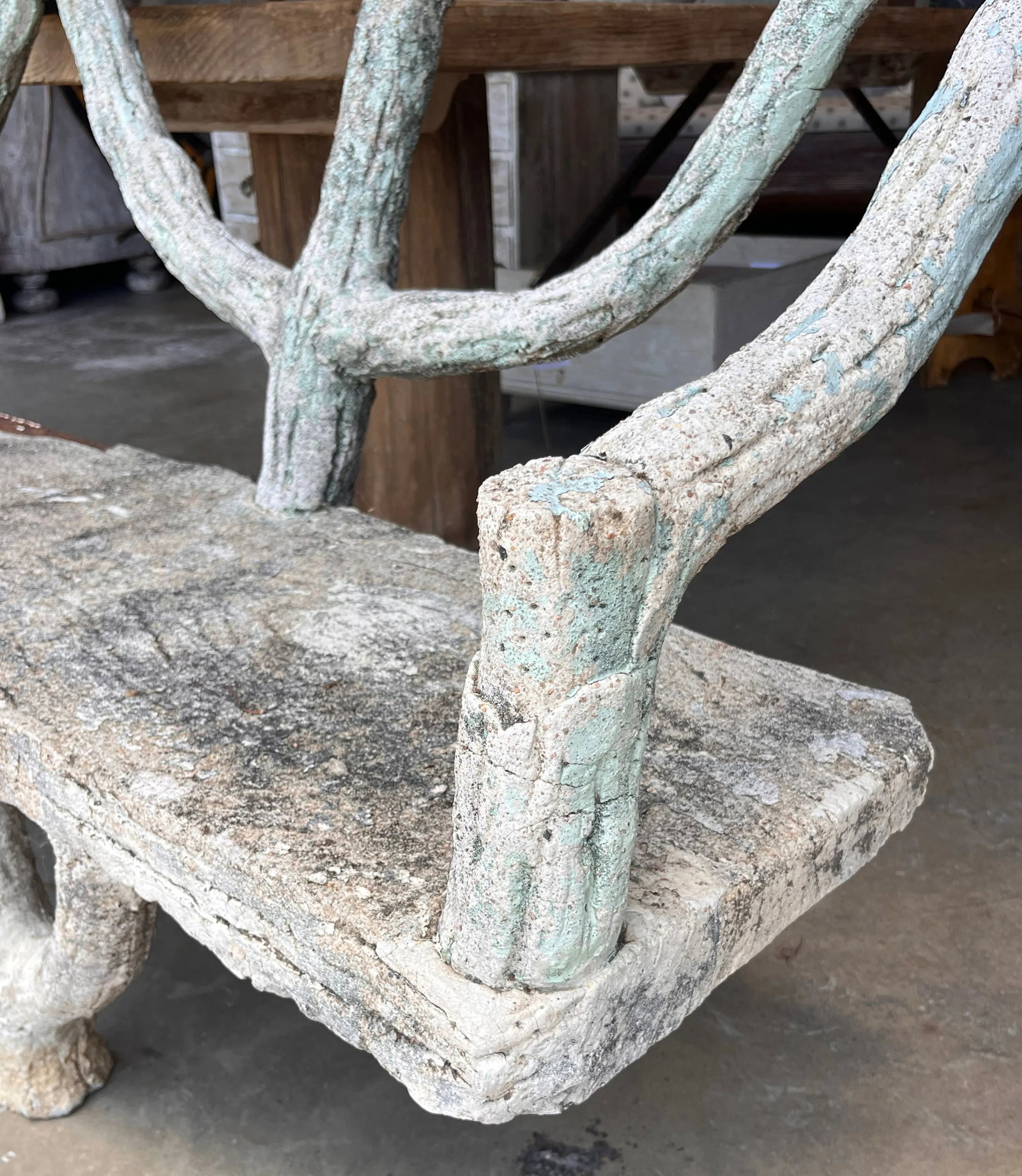 Mid 20th Century French Faux Bois Large Curved Garden Bench - 6
