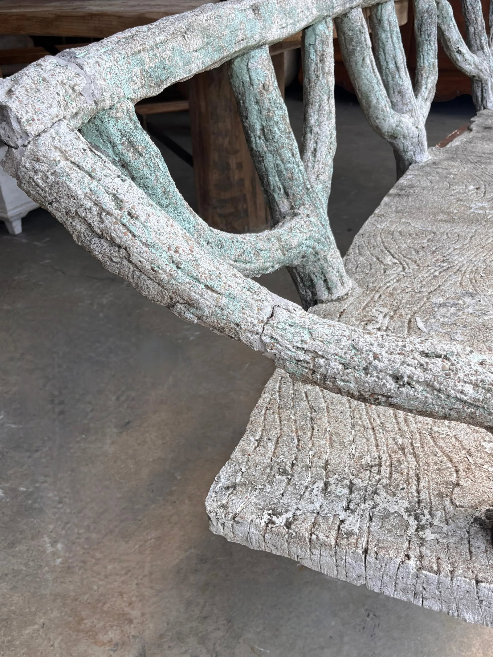 Mid 20th Century French Faux Bois Large Curved Garden Bench - 9