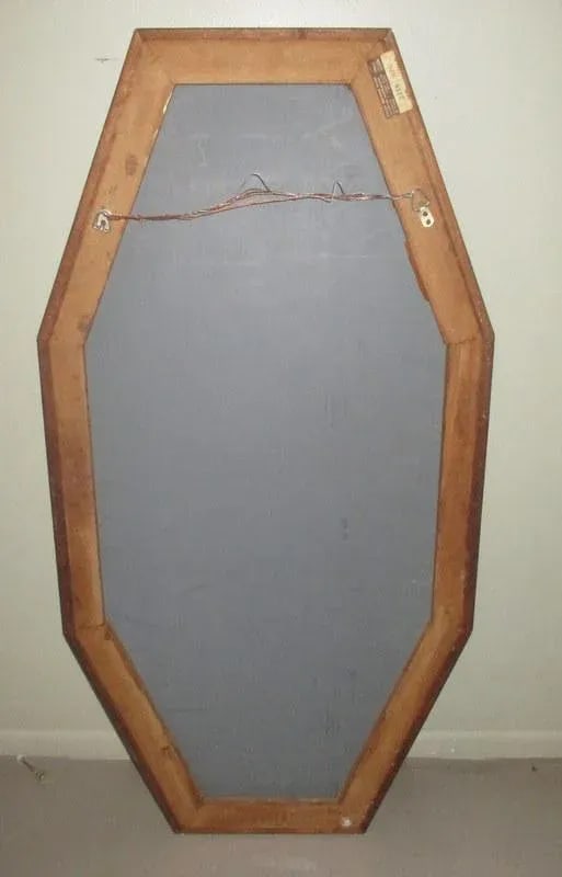 1960s Vintage Danish Modern Octagonal Shaped Floor Mirror With Beveled Glass - 5