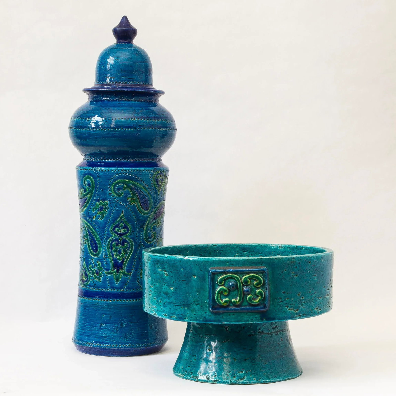 Vintage Aldo Londi for Bitossi Rimini Blu Large Sculptural Pottery Vessels - a Pair - 10