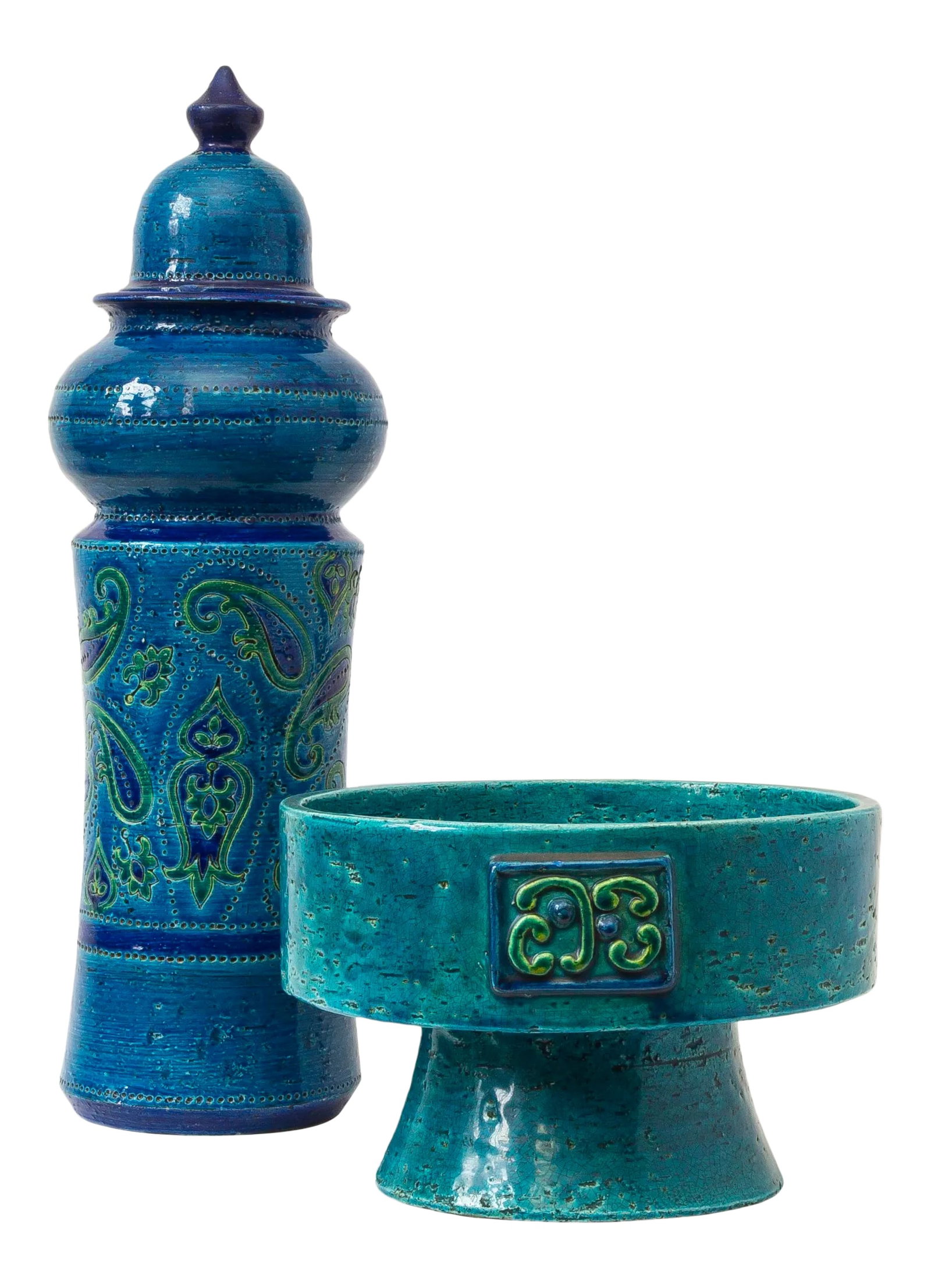 Vintage Aldo Londi for Bitossi Rimini Blu Large Sculptural Pottery Vessels - a Pair (1 of 10)