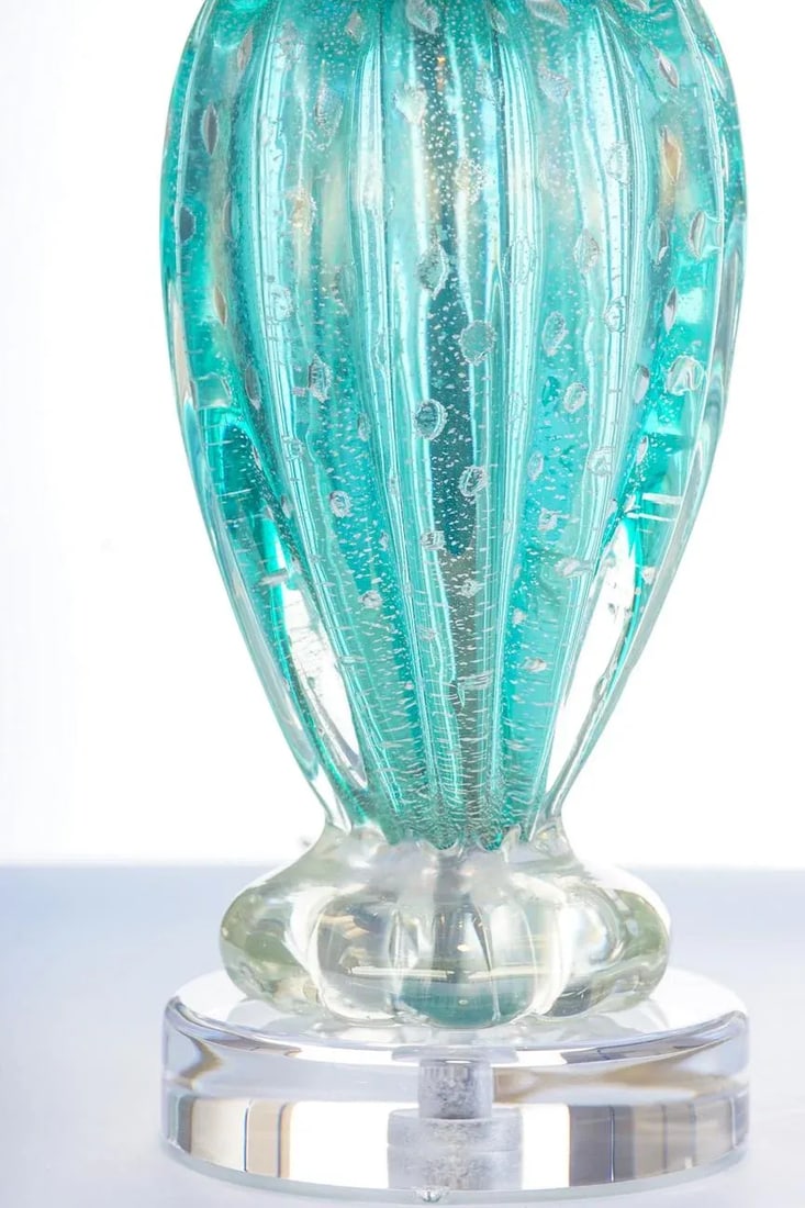 Vintage Murano Aquamarine Lamps - a Pair - 2