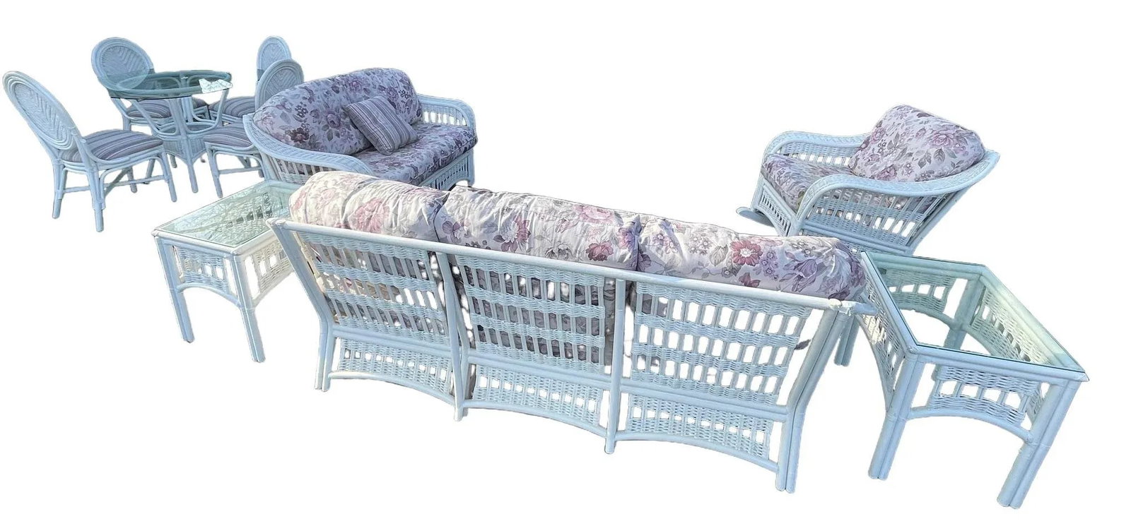 1970s Ficks Reed Style White Wicker Rocking Chair - 6