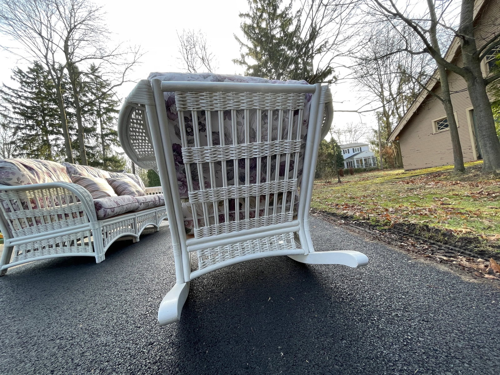 1970s Ficks Reed Style White Wicker Rocking Chair - 8