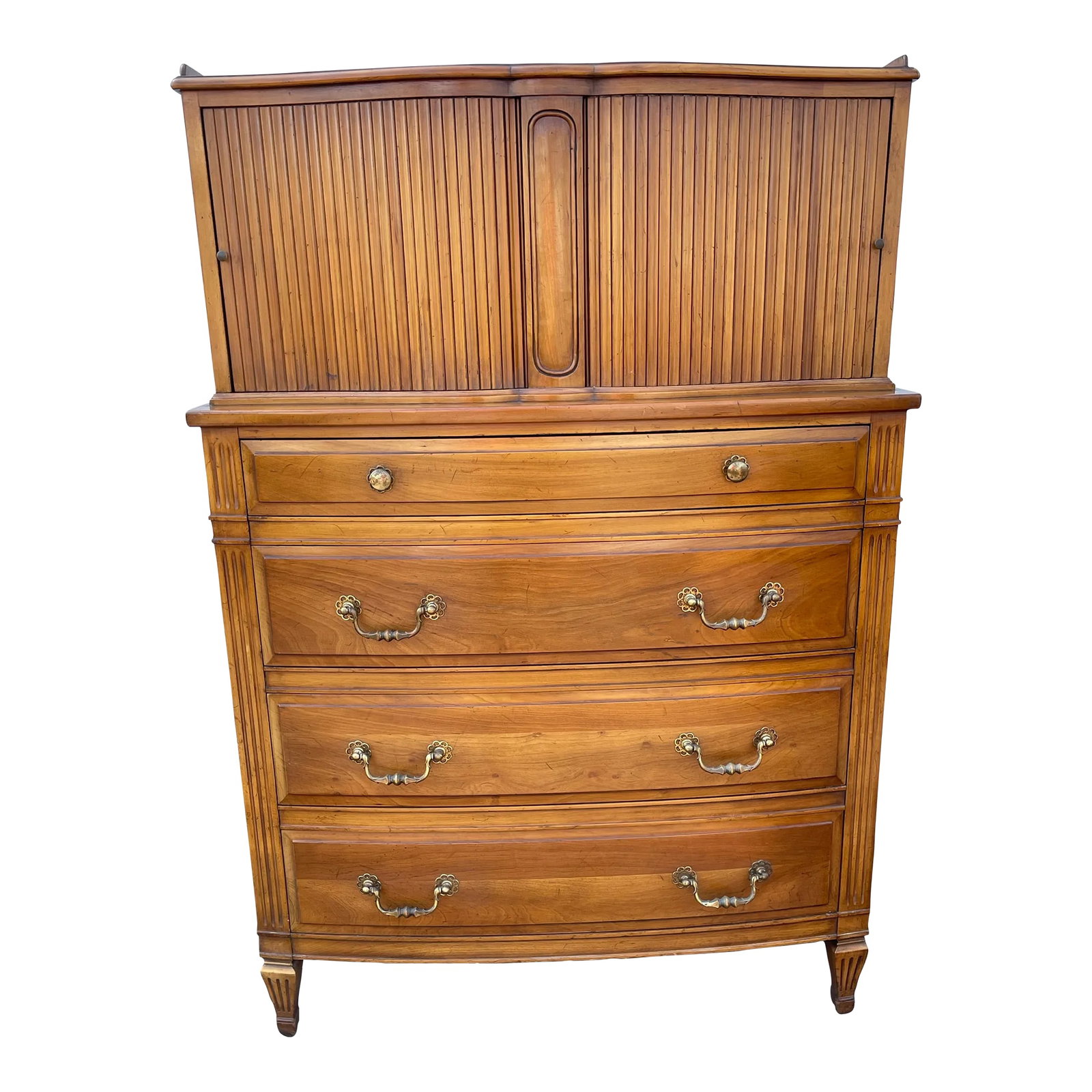 Italian Provincial Tall Chest by John Widdicomb: Great quality, tall chest/high boy by John Whitcomb, Italian provincial style drawer, slide out nice and smooth Condition: Alterations: Original Condition Unaltered Imperfections: Some Imperfections