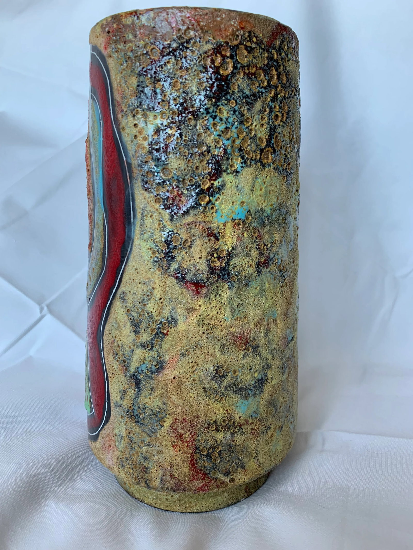 Italian Abstract Figural Lava Glaze Face Pottery Vase After Fantoni - 4