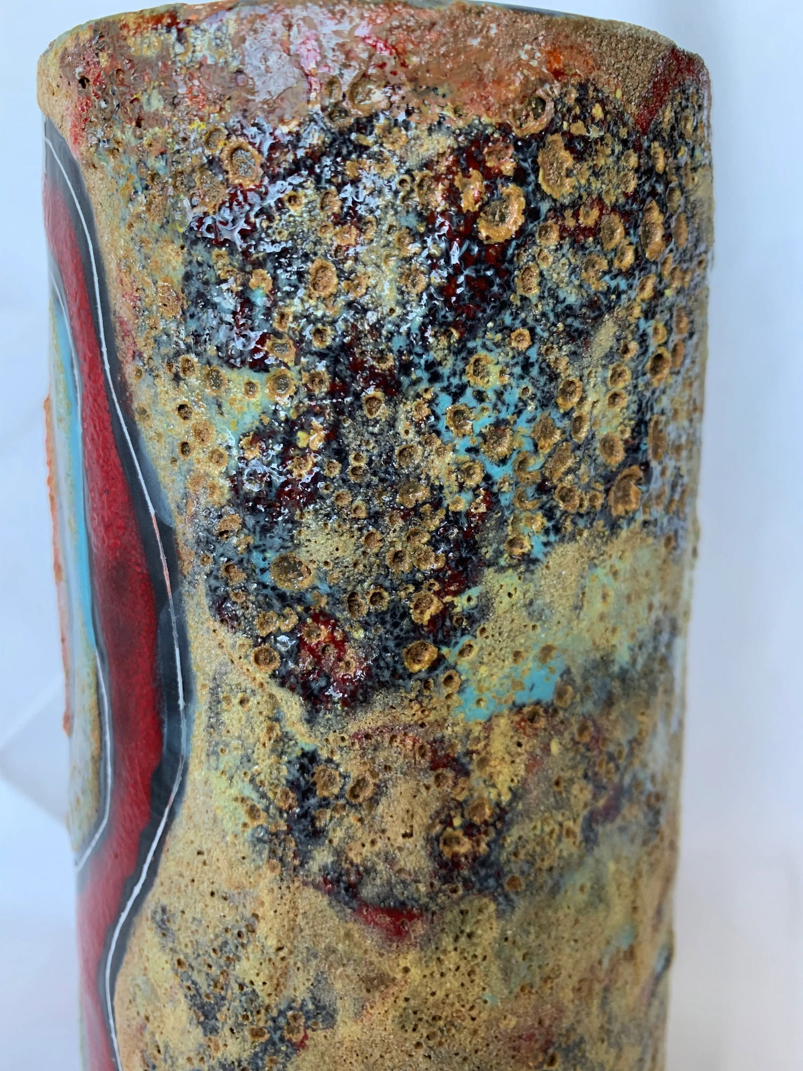 Italian Abstract Figural Lava Glaze Face Pottery Vase After Fantoni - 6