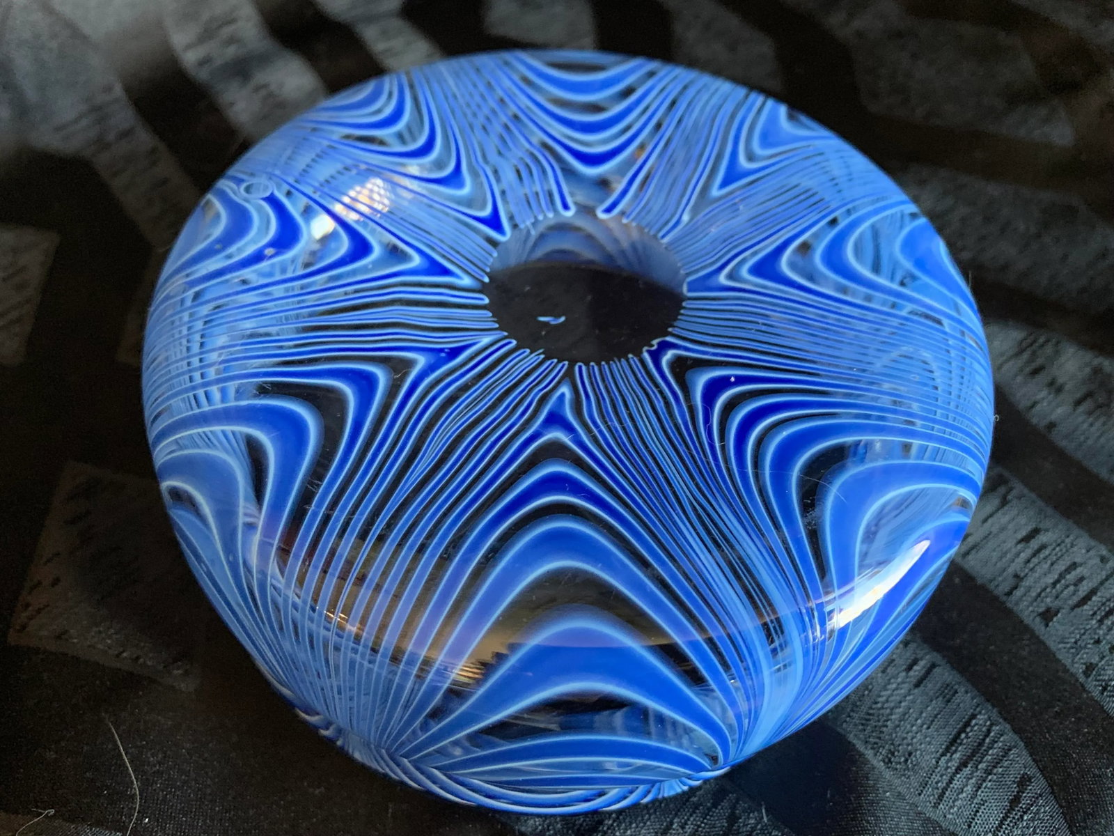 1960s Vintage Antonio Da Ros for Cenedese Murano "Zebrati" Blue Cased Glass Trinket Dish Bowl - 11