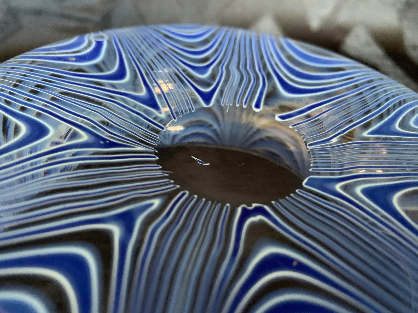 1960s Vintage Antonio Da Ros for Cenedese Murano "Zebrati" Blue Cased Glass Trinket Dish Bowl - 12