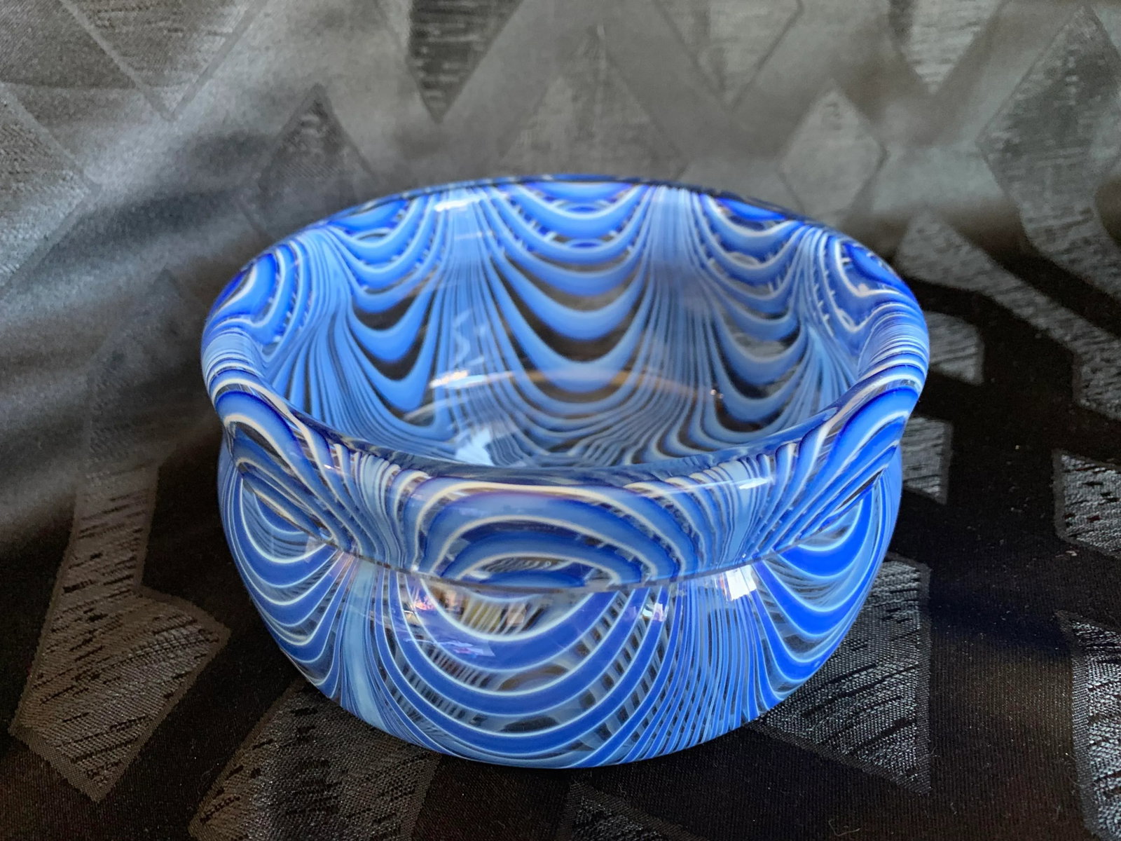 1960s Vintage Antonio Da Ros for Cenedese Murano "Zebrati" Blue Cased Glass Trinket Dish Bowl - 13