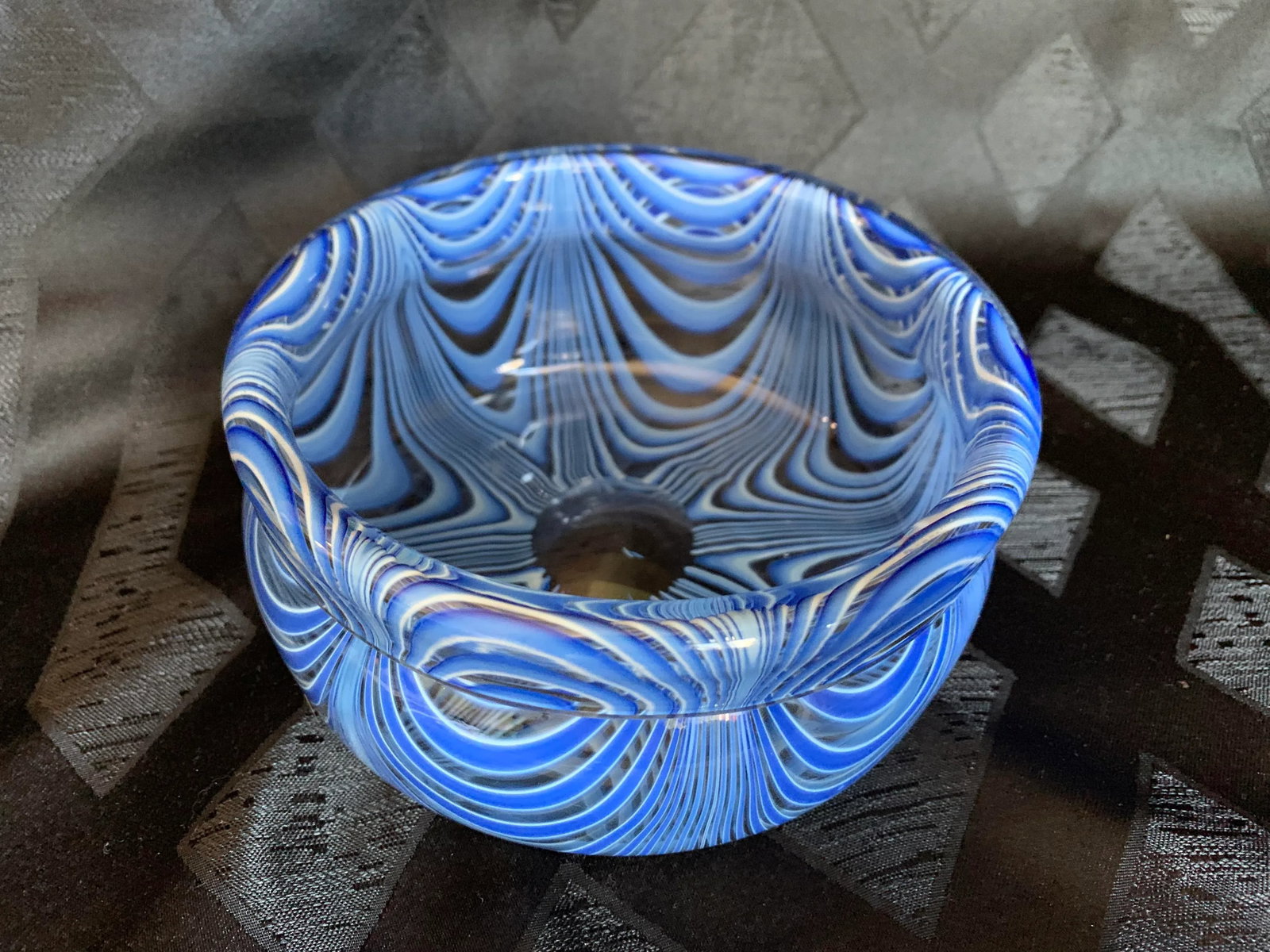 1960s Vintage Antonio Da Ros for Cenedese Murano "Zebrati" Blue Cased Glass Trinket Dish Bowl - 6