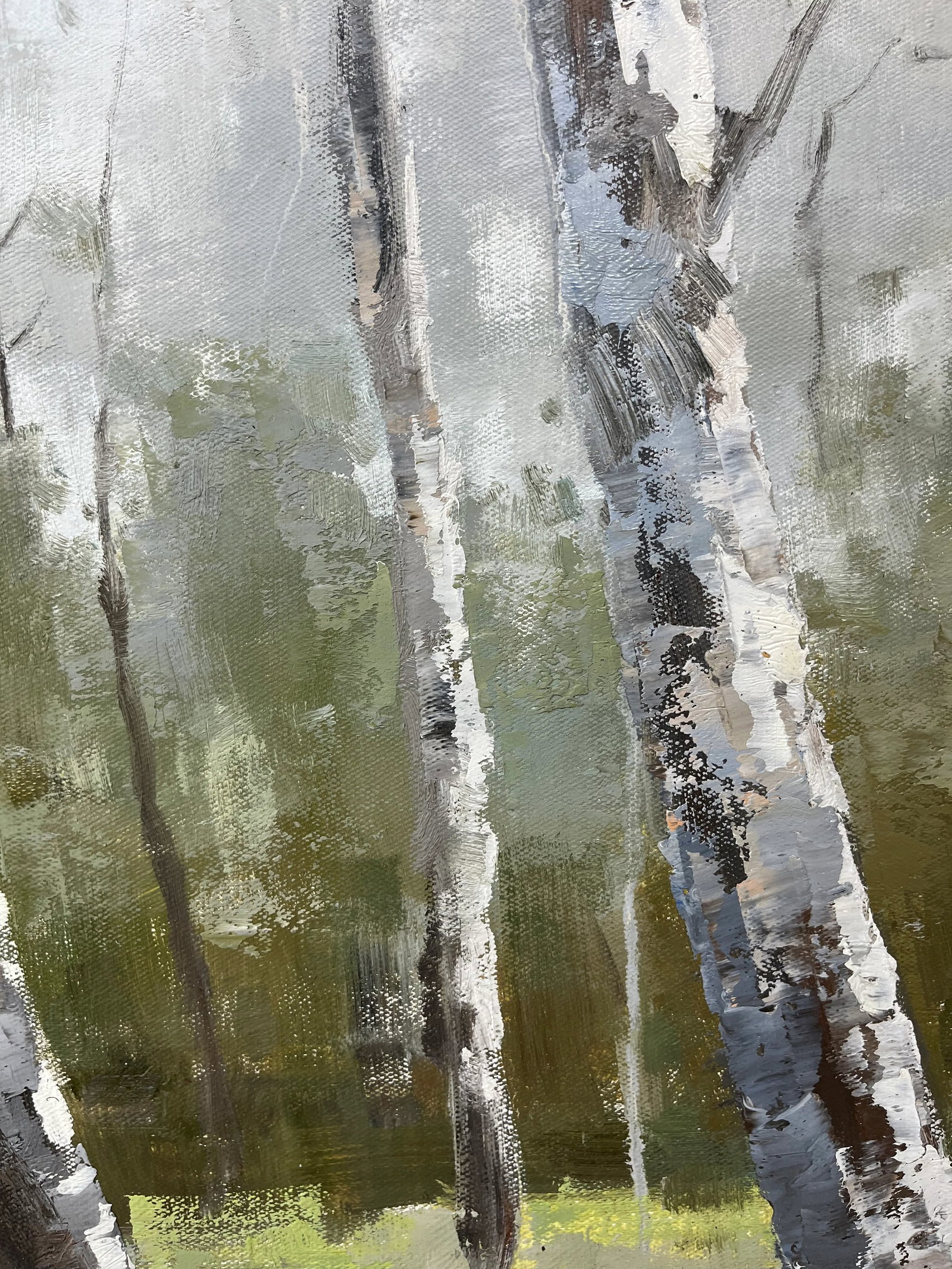 Birch Tree Impressionistic Landscape Original Oil Painting - 10