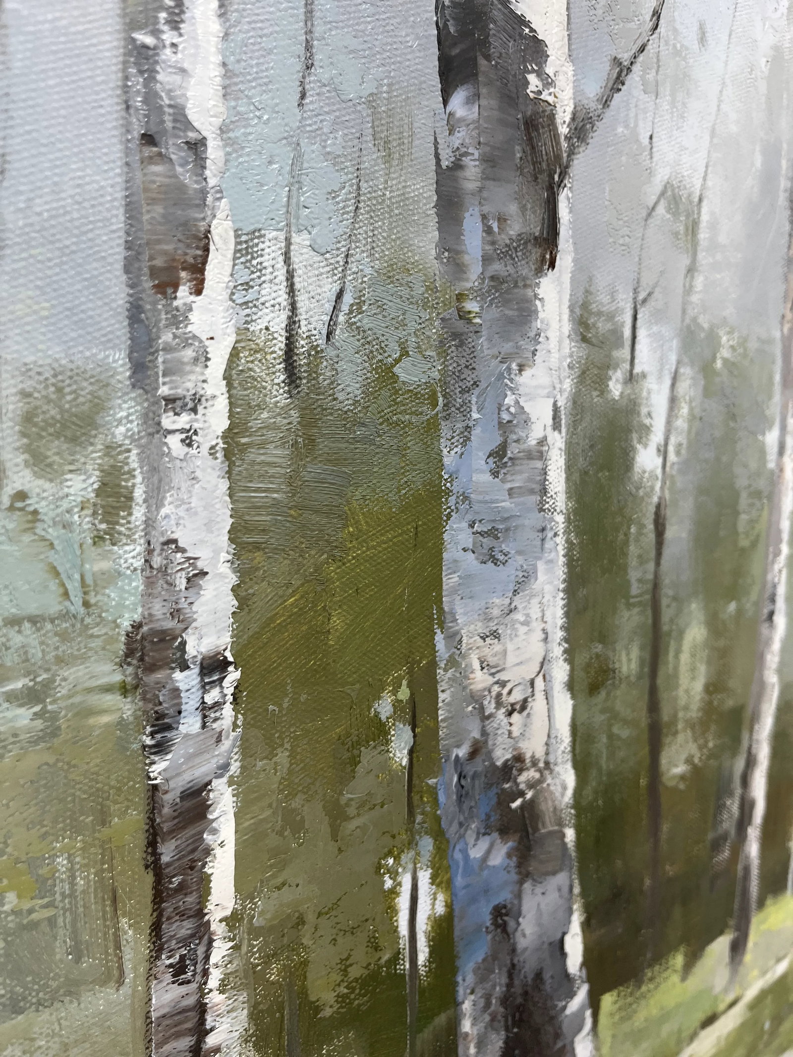 Birch Tree Impressionistic Landscape Original Oil Painting - 11