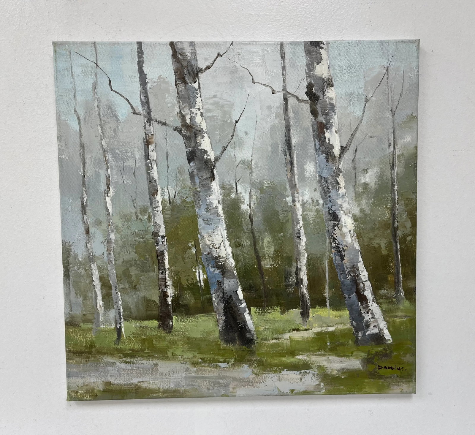 Birch Tree Impressionistic Landscape Original Oil Painting - 2