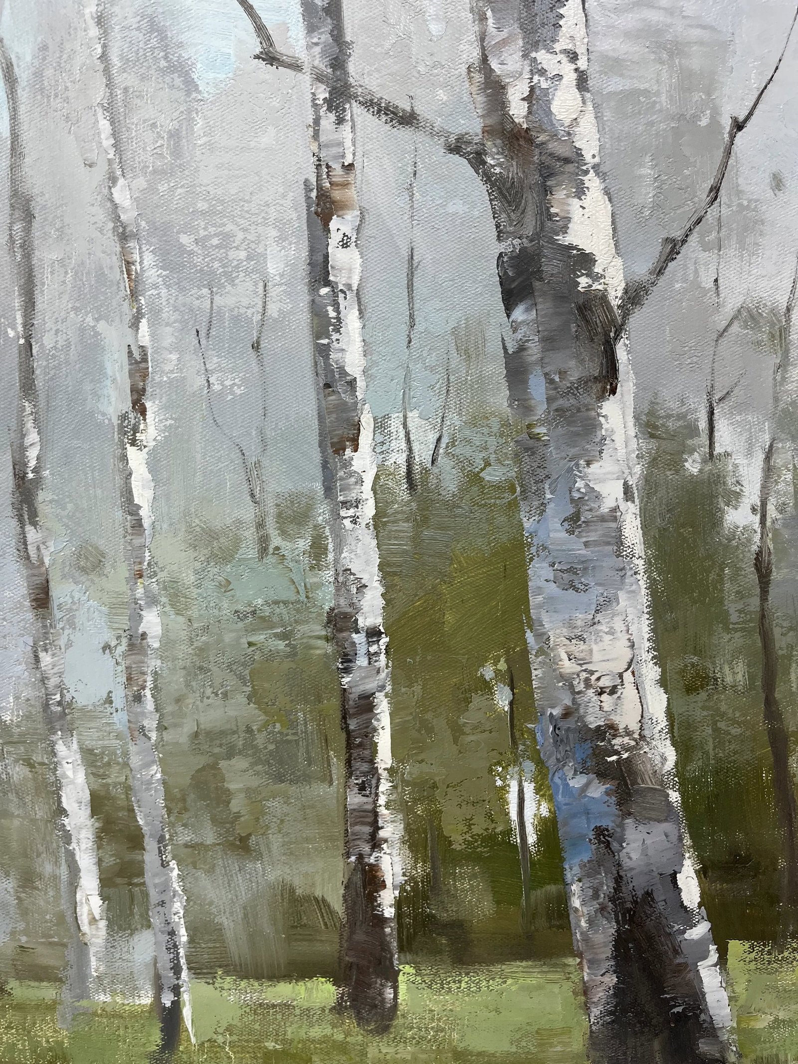 Birch Tree Impressionistic Landscape Original Oil Painting - 3