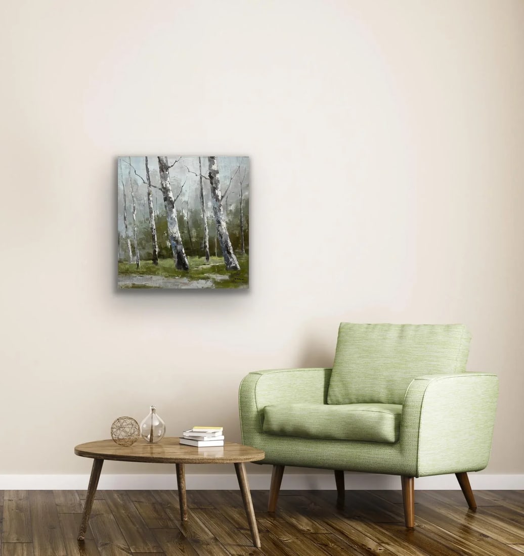 Birch Tree Impressionistic Landscape Original Oil Painting - 4