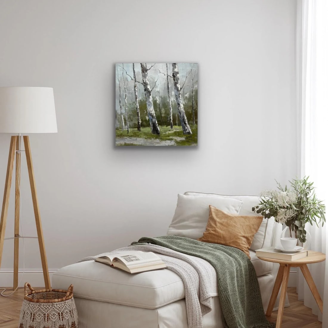 Birch Tree Impressionistic Landscape Original Oil Painting - 6