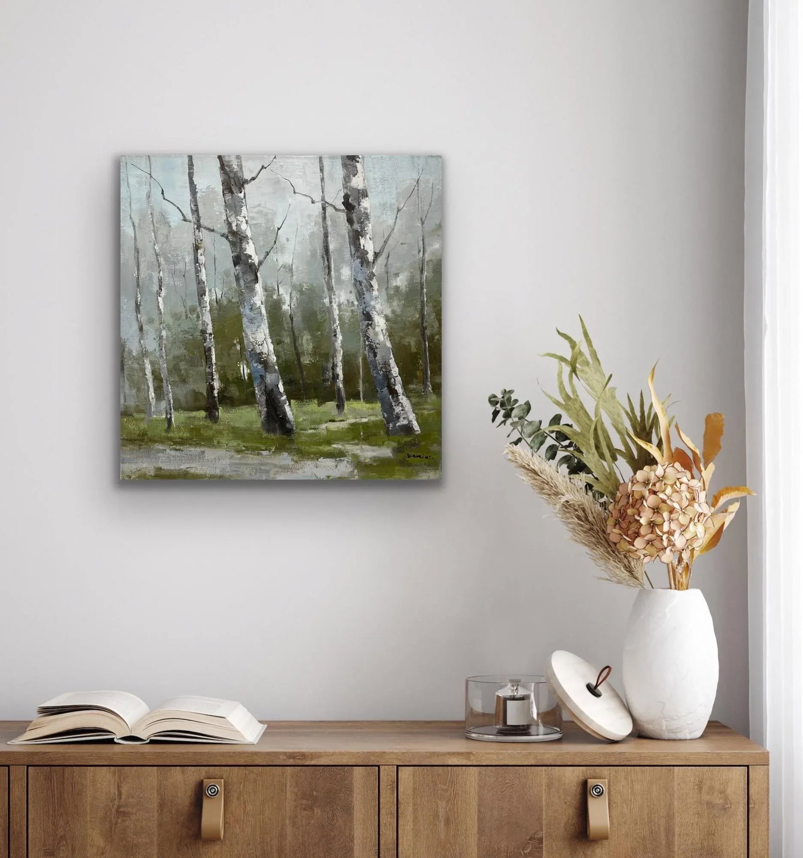 Birch Tree Impressionistic Landscape Original Oil Painting - 7