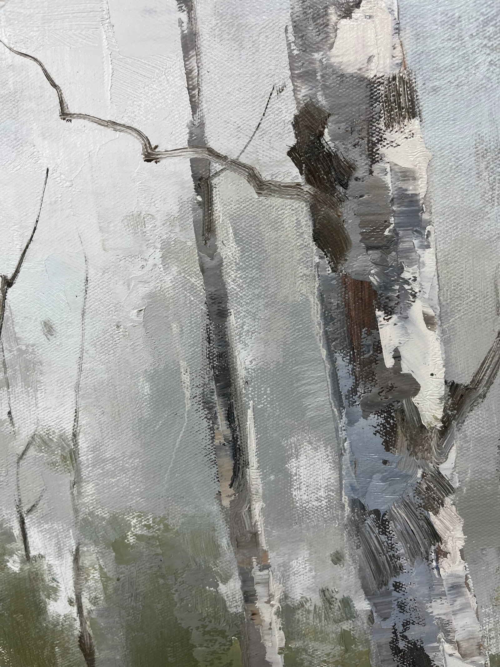 Birch Tree Impressionistic Landscape Original Oil Painting - 9