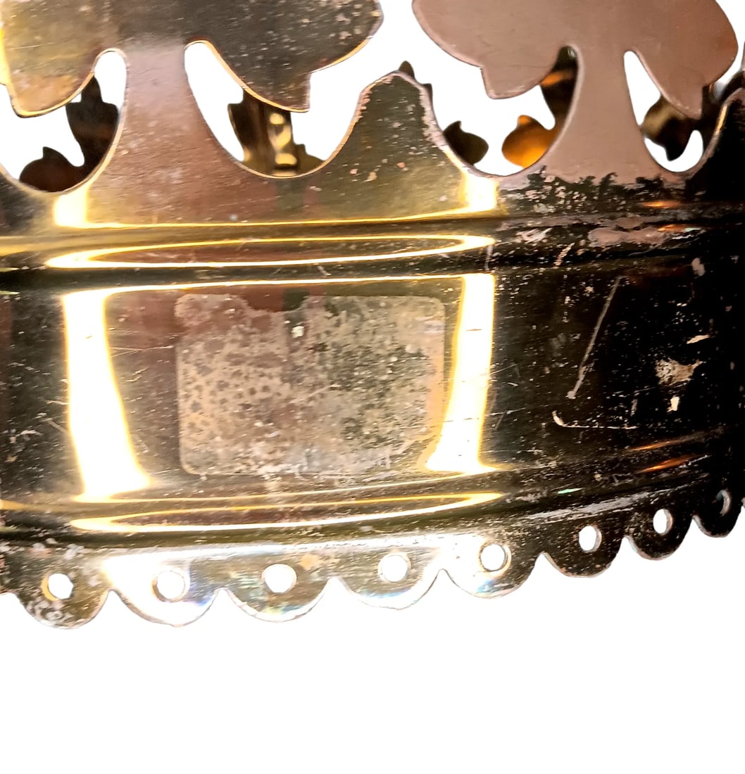 1950s Vintage Gothic Brass Canopy Bed Crown Fleur De Lis - 12