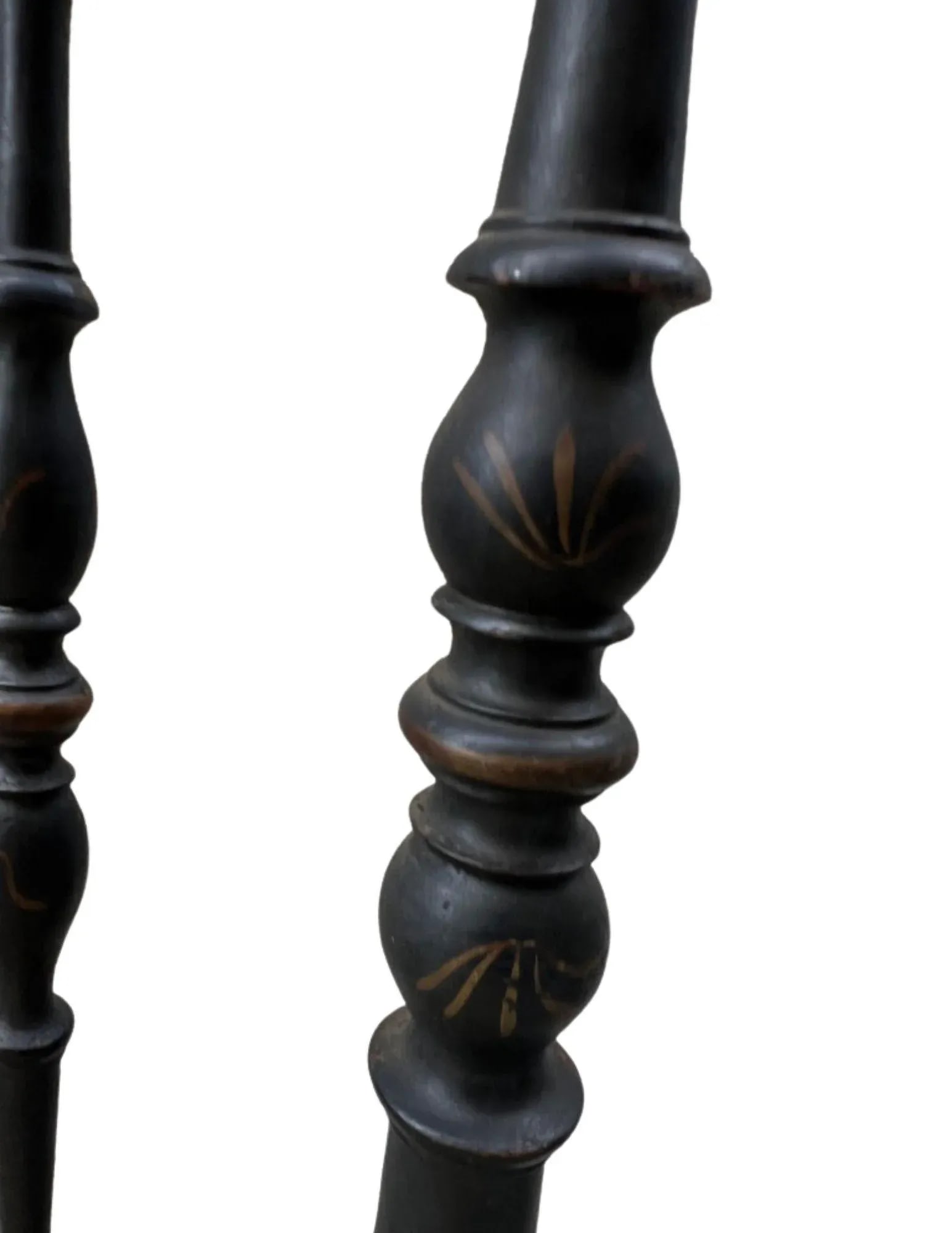1850s French, Ebonized Wood Chiavari Chairs With Gold Velvet Seats - A Pair - 10