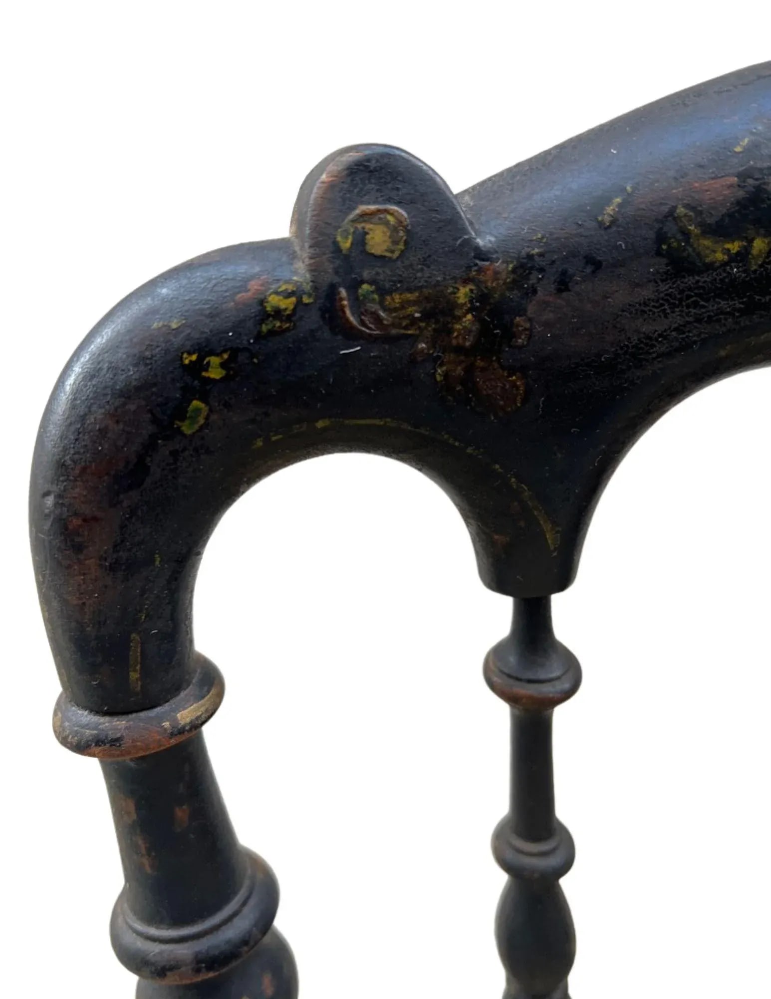 1850s French, Ebonized Wood Chiavari Chairs With Gold Velvet Seats - A Pair - 8