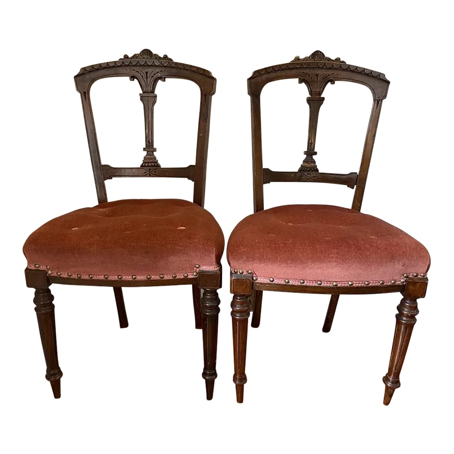 Pair of English Late Victorian Period Small Decorative Chairs (1 of 10)