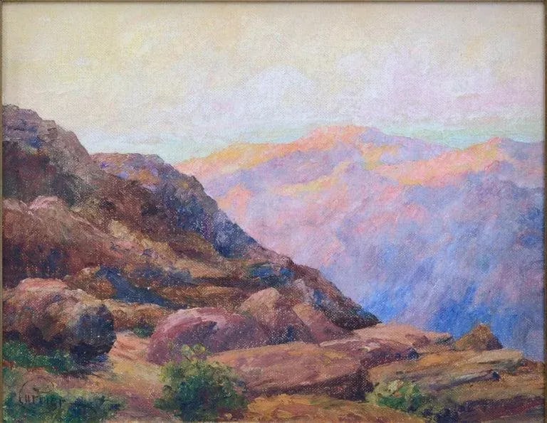 Cyrus Bates Currier Distant Canyon Landscape Painting Circa 1925 - 2