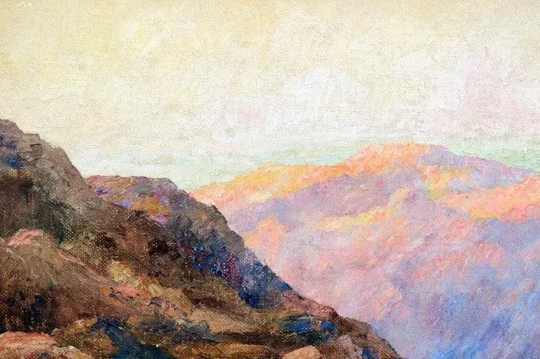 Cyrus Bates Currier Distant Canyon Landscape Painting Circa 1925 - 3