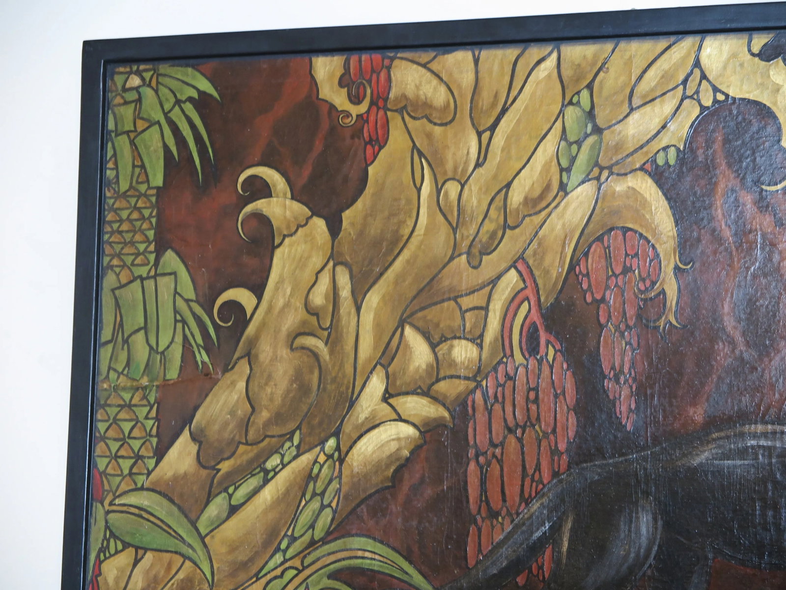 1960s Art Deco Style Panther with Jungle Landscape Oil Painting Signed Fe Sohler, Framed - 6