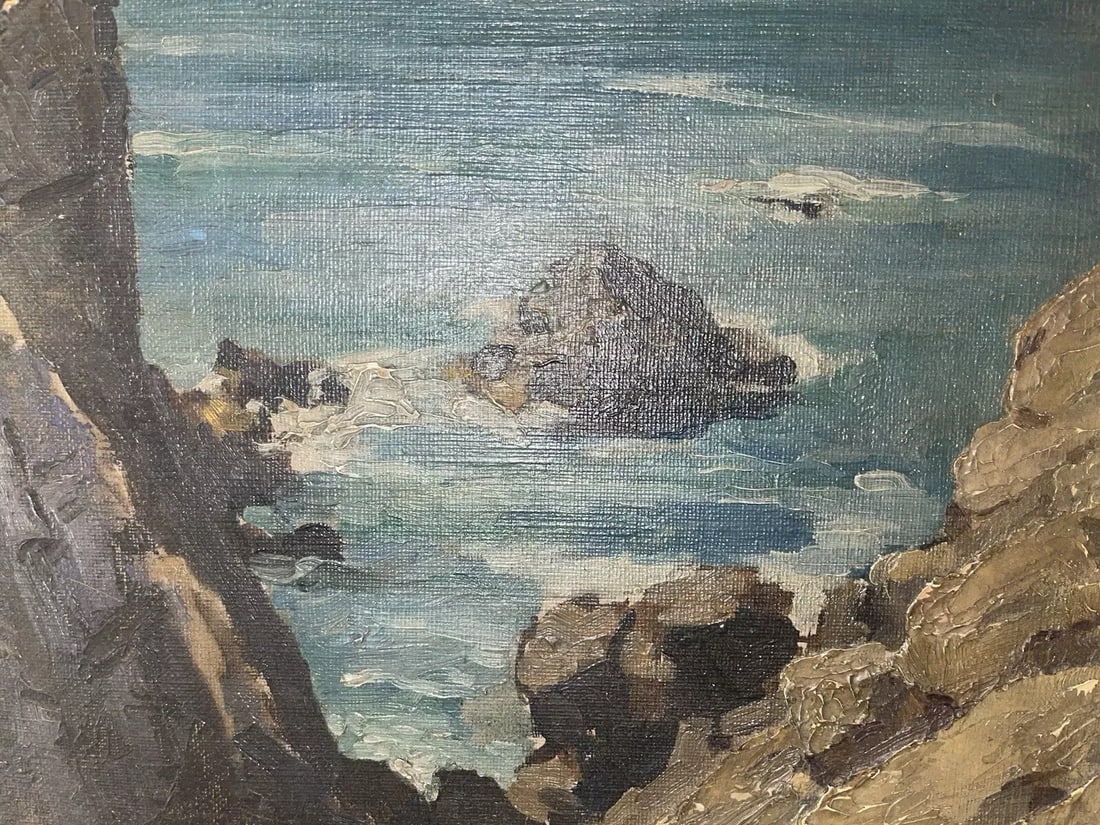 Mid 20th Century Isabel Branson Cartwright Seascape Painting, Oil on Panel, " From the Highlands Car - 2